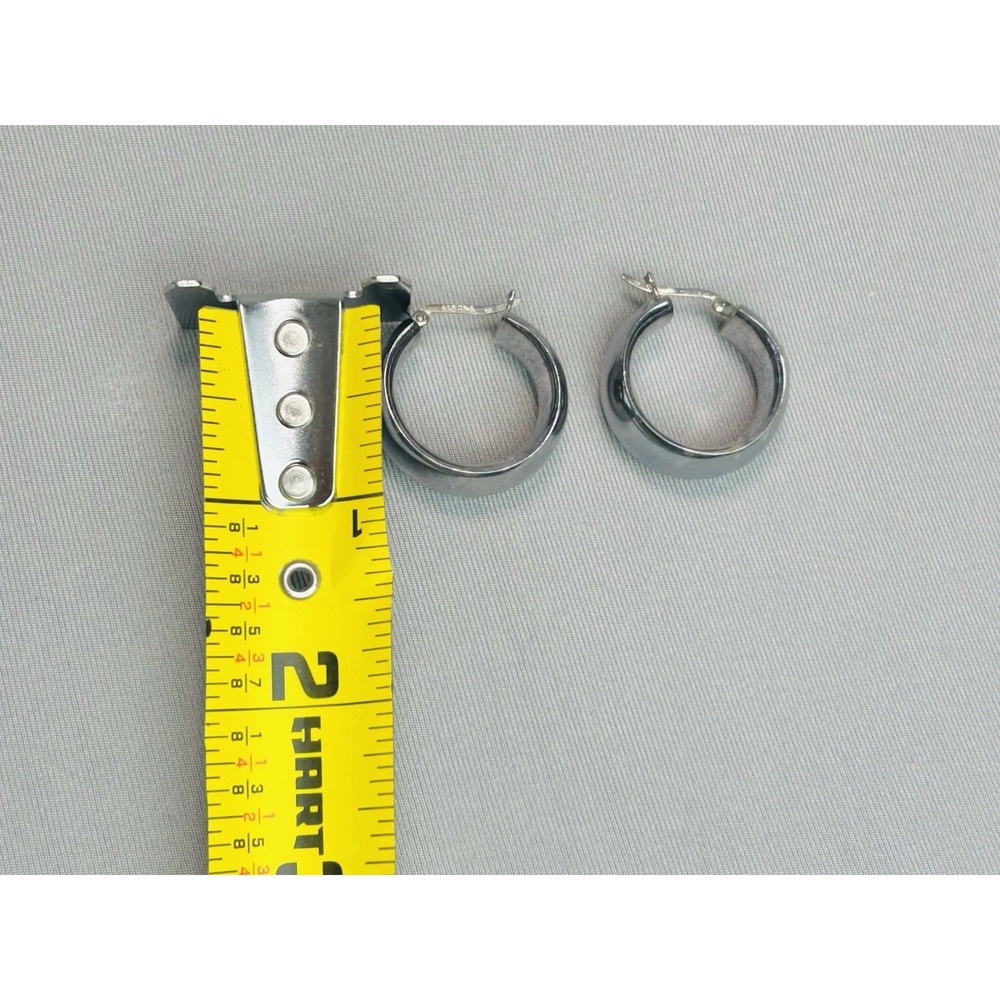 Sterling Silver‎ Hoop Earrings Pair .925 Thailand Jewelry - Picture 8 of 9